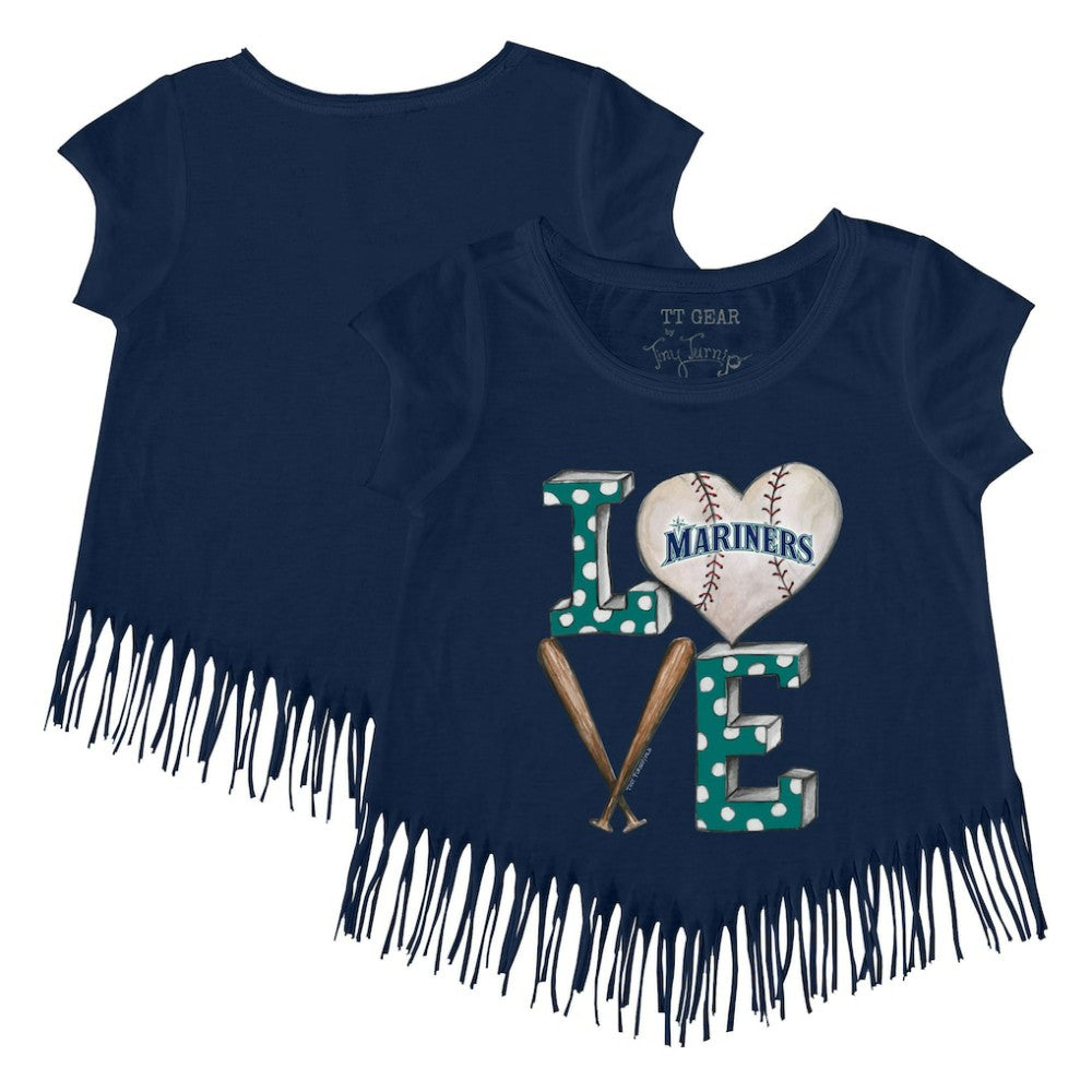 Seattle Mariners Tiny Turnip Girls Youth Baseball Love Fringe T-Shirt | MLB Outlet