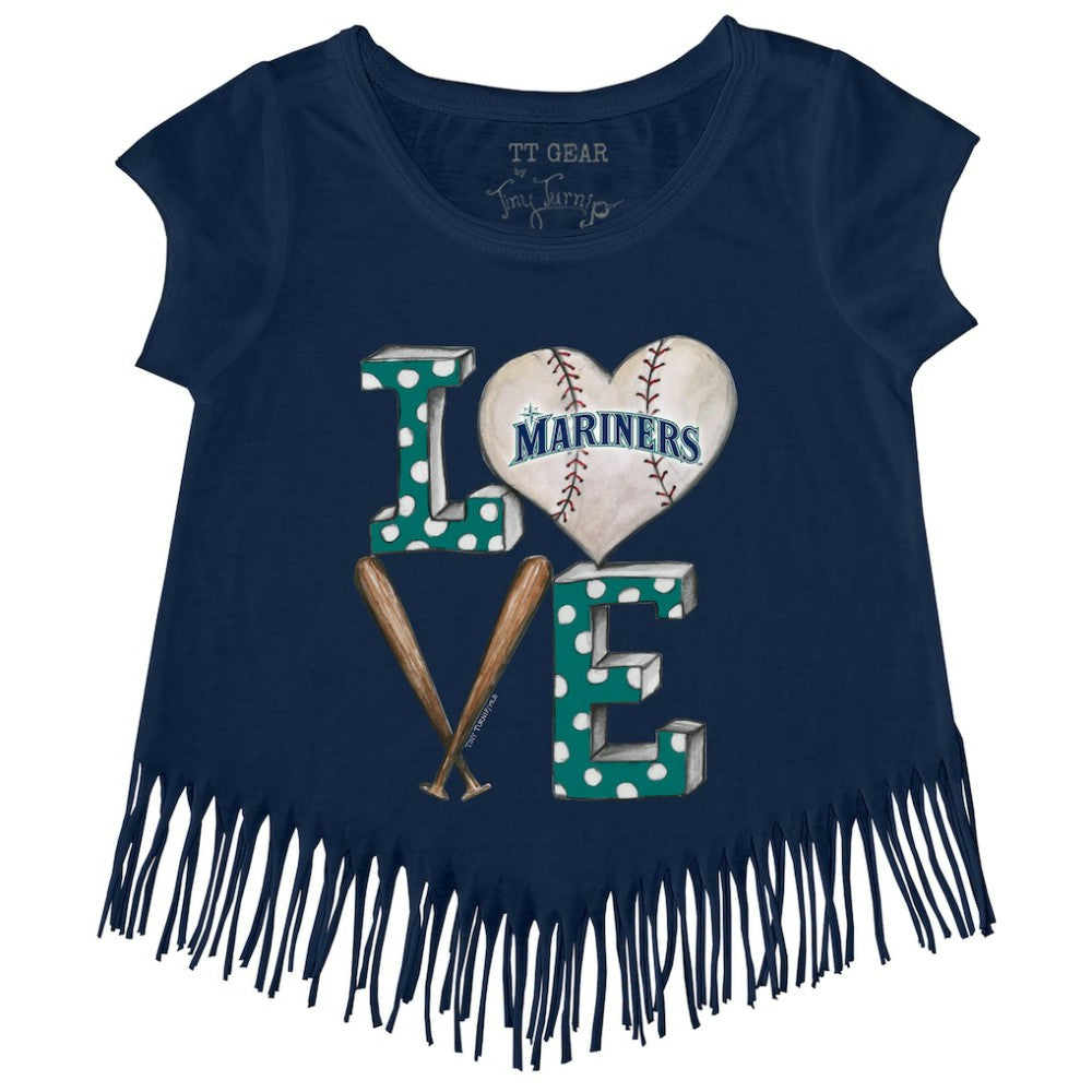 Seattle Mariners Tiny Turnip Girls Youth Baseball Love Fringe T-Shirt | MLB Outlet