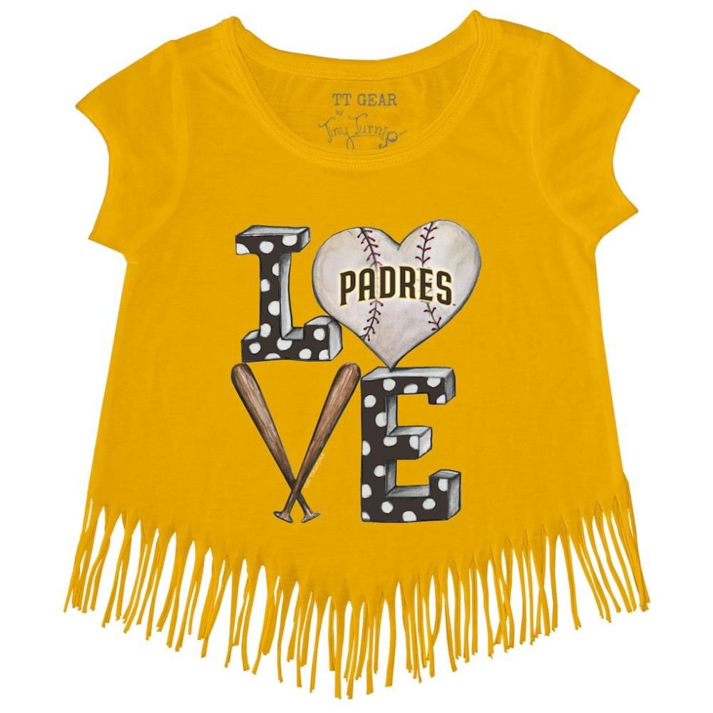 San Diego Padres Tiny Turnip Girls Youth Baseball Love Fringe T-Shirt | MLB Discount
