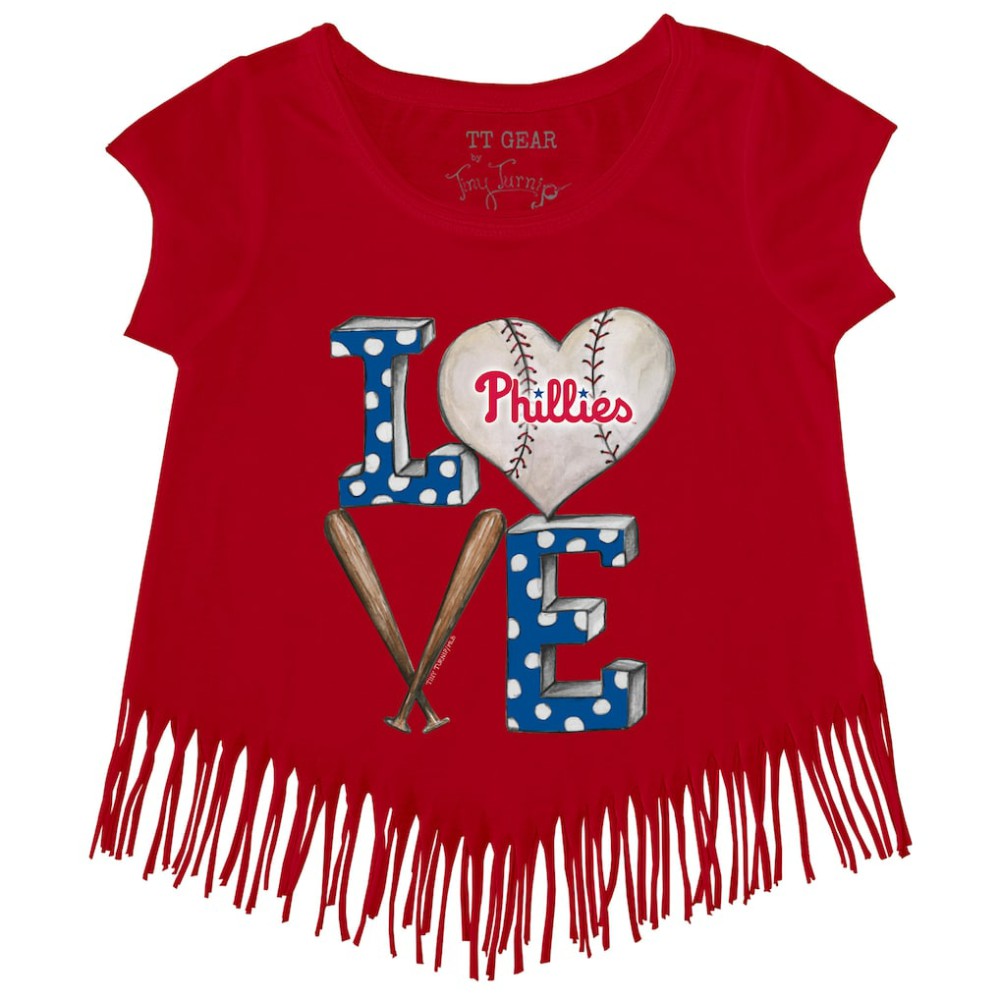 Philadelphia Phillies Tiny Turnip Girls Youth Baseball Love Fringe T-Shirt | MLB US