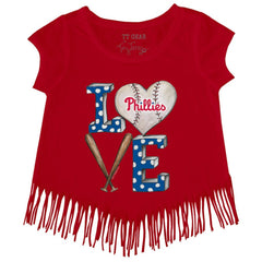 Philadelphia Phillies Tiny Turnip Girls Youth Baseball Love Fringe T-Shirt | MLB US