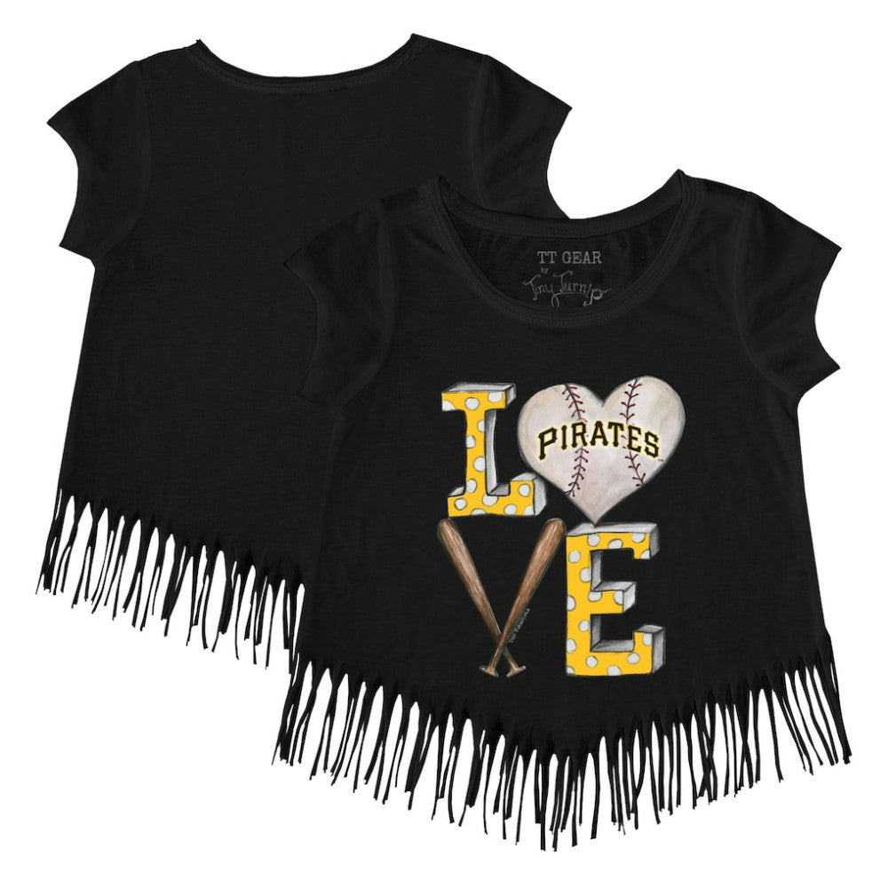 Pittsburgh Pirates Tiny Turnip Girls Youth Baseball Love Fringe T-Shirt | MLB US