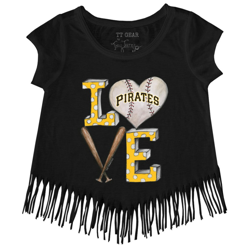 Pittsburgh Pirates Tiny Turnip Girls Youth Baseball Love Fringe T-Shirt | MLB US