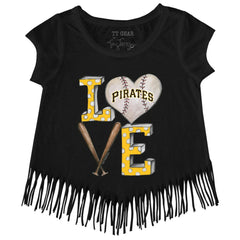 Pittsburgh Pirates Tiny Turnip Girls Youth Baseball Love Fringe T-Shirt | MLB US