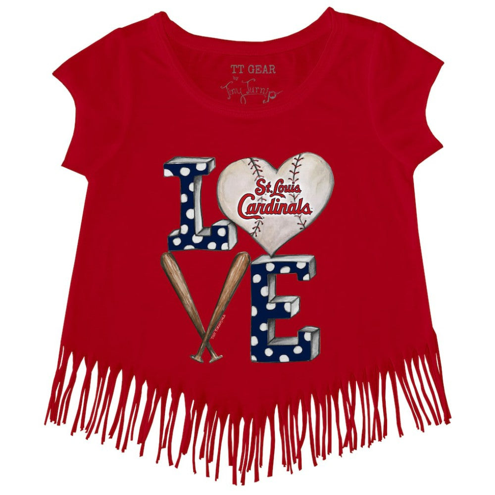 St. Louis Cardinals Tiny Turnip Girls Youth Baseball Love Fringe T-Shirt | MLB Online