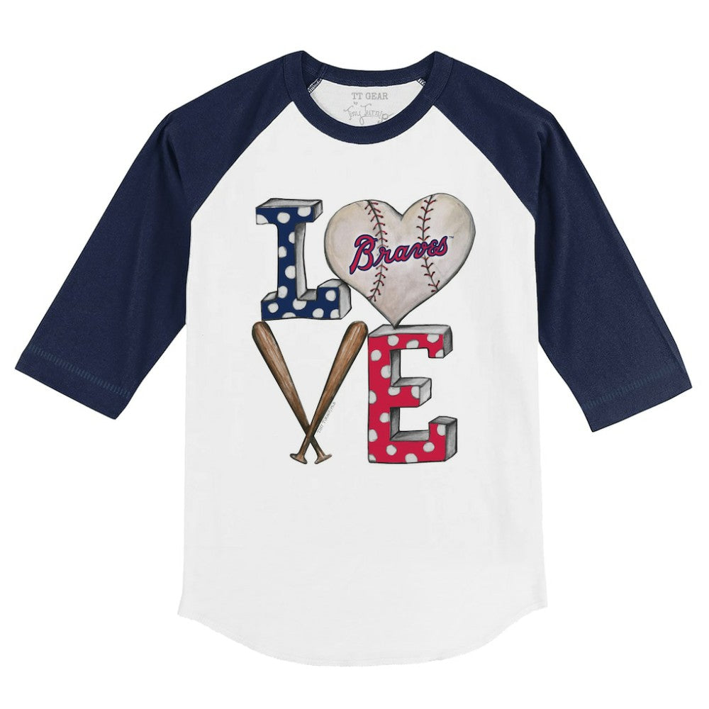 Atlanta Braves Tiny Turnip Youth Baseball Love 3/4-Sleeve Raglan T-Shirt | MLB US