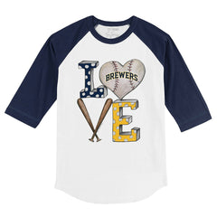 Milwaukee Brewers Tiny Turnip Youth Baseball Love 3/4-Sleeve Raglan T-Shirt | MLB US