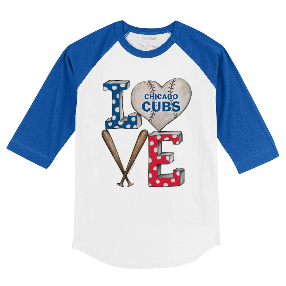 Chicago Cubs Tiny Turnip Youth Baseball Love 3/4-Sleeve Raglan T-Shirt | MLB Discount