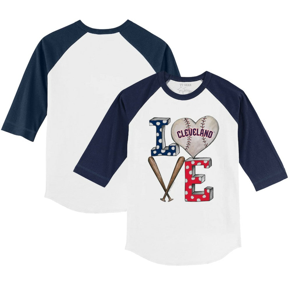 Cleveland Guardians Tiny Turnip Youth Baseball Love 3/4-Sleeve Raglan T-Shirt | MLB Sale