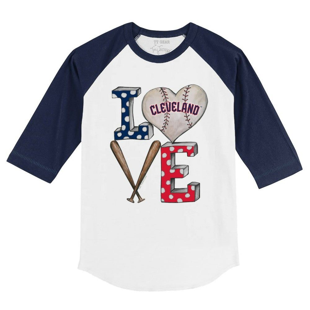 Cleveland Guardians Tiny Turnip Youth Baseball Love 3/4-Sleeve Raglan T-Shirt | MLB Sale