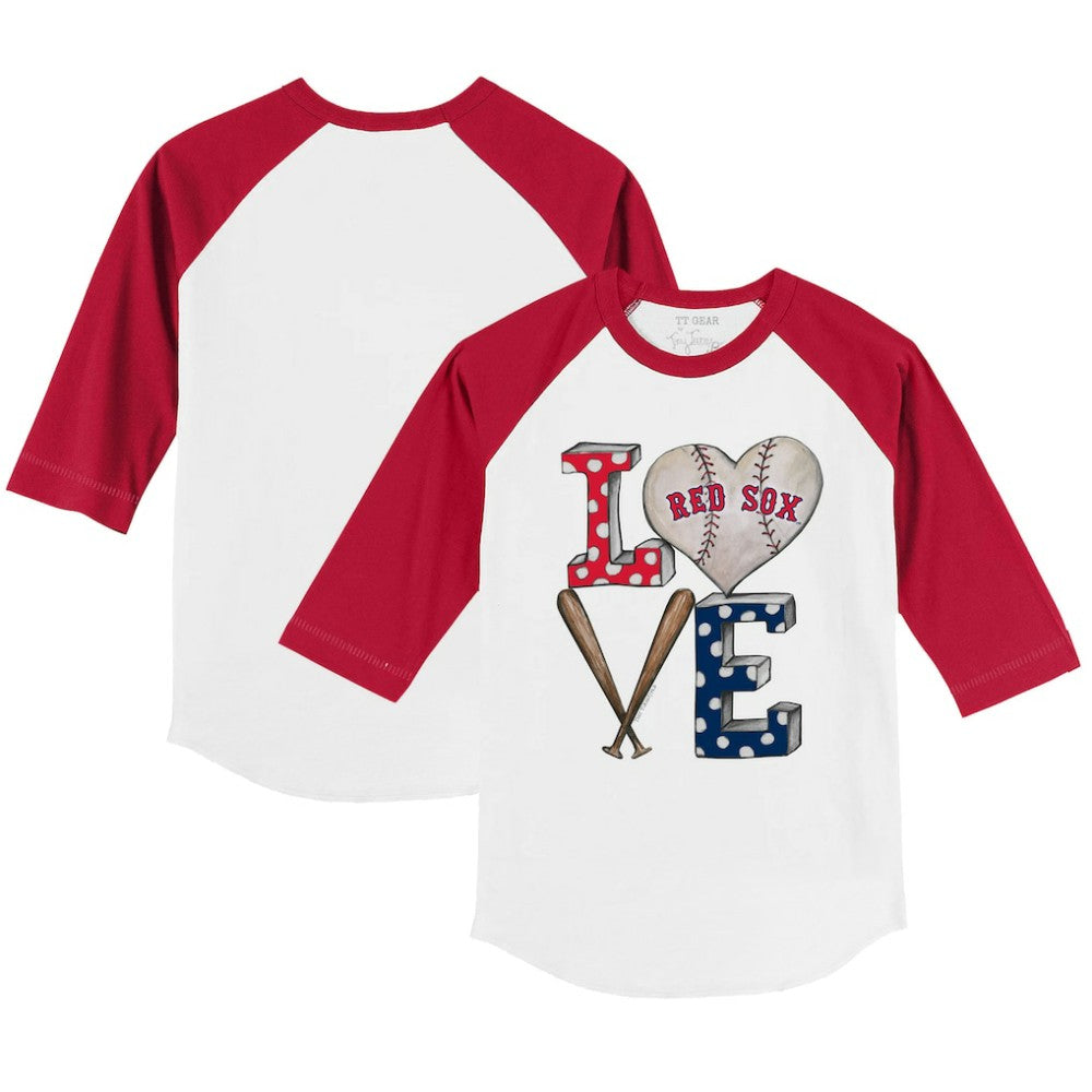 Boston Red Sox Tiny Turnip Youth Baseball Love 3/4-Sleeve Raglan T-Shirt | MLB Outlet