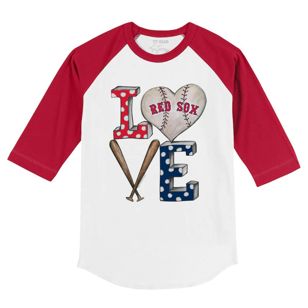 Boston Red Sox Tiny Turnip Youth Baseball Love 3/4-Sleeve Raglan T-Shirt | MLB Outlet