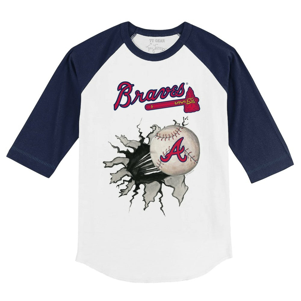 Atlanta Braves Tiny Turnip Youth Baseball Tear 3/4-Sleeve Raglan T-Shirt | MLB Sale