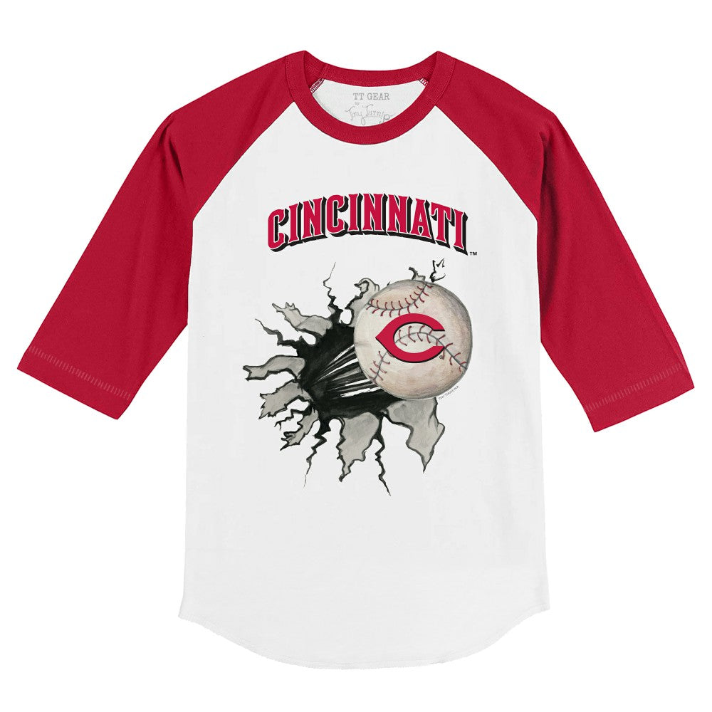 Cincinnati Reds Tiny Turnip Youth Baseball Tear 3/4-Sleeve Raglan T-Shirt | MLB For sale
