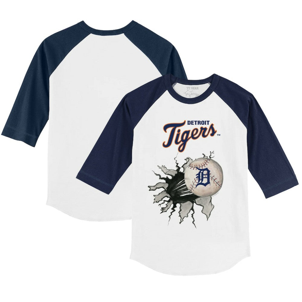 Detroit Tigers Tiny Turnip Youth Baseball Tear 3/4-Sleeve Raglan T-Shirt | MLB New