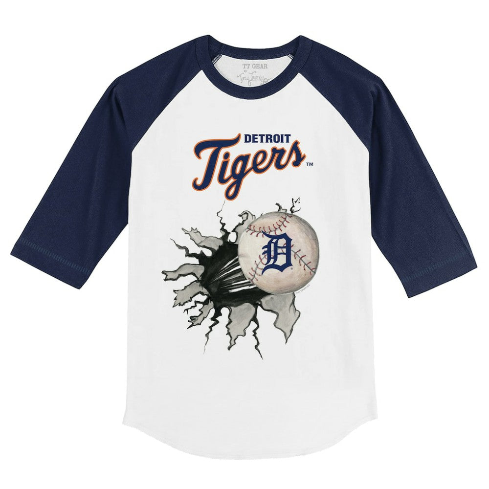 Detroit Tigers Tiny Turnip Youth Baseball Tear 3/4-Sleeve Raglan T-Shirt | MLB New