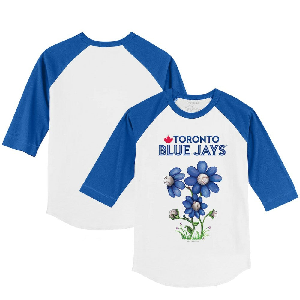 Toronto Blue Jays Tiny Turnip Youth Blooming Baseballs 3/4-Sleeve Raglan T-Shirt | MLB New
