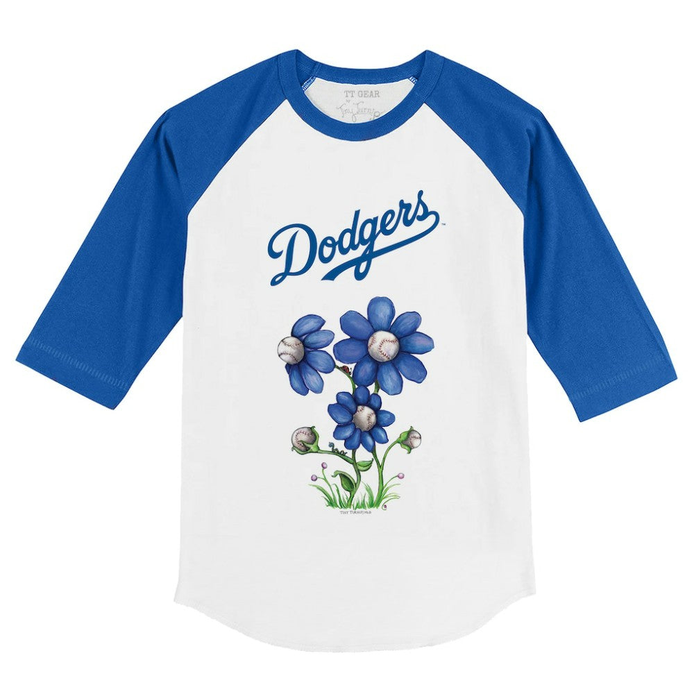 Los Angeles Dodgers Tiny Turnip Youth Blooming Baseballs 3/4-Sleeve Raglan T-Shirt | MLB Sale