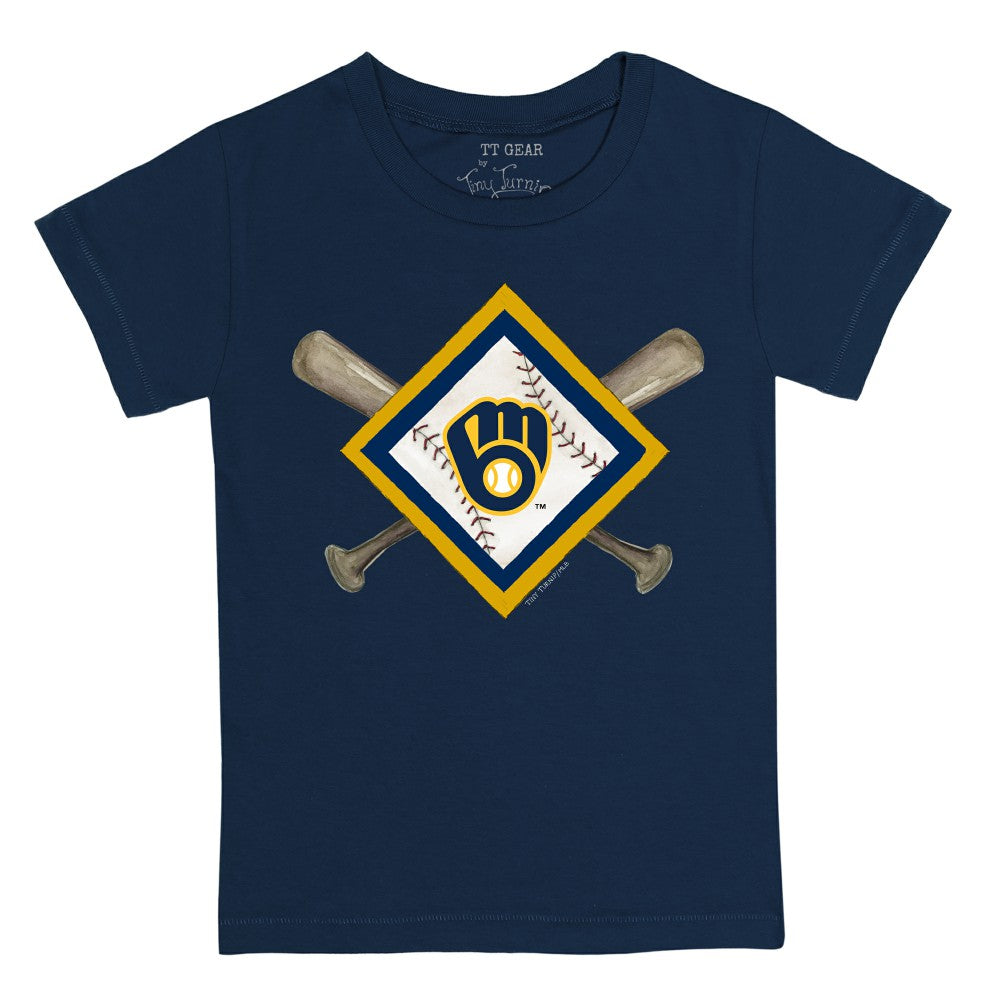 Milwaukee Brewers Tiny Turnip Youth Diamond Cross Bats T-Shirt | MLB Discount