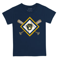 Milwaukee Brewers Tiny Turnip Youth Diamond Cross Bats T-Shirt | MLB Discount