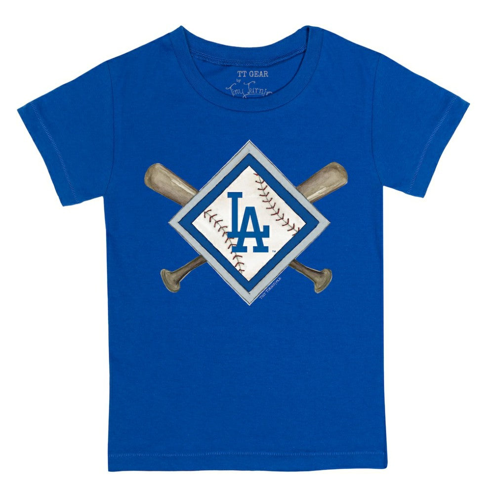 Los Angeles Dodgers Tiny Turnip Youth Diamond Cross Bats T-Shirt | MLB For sale