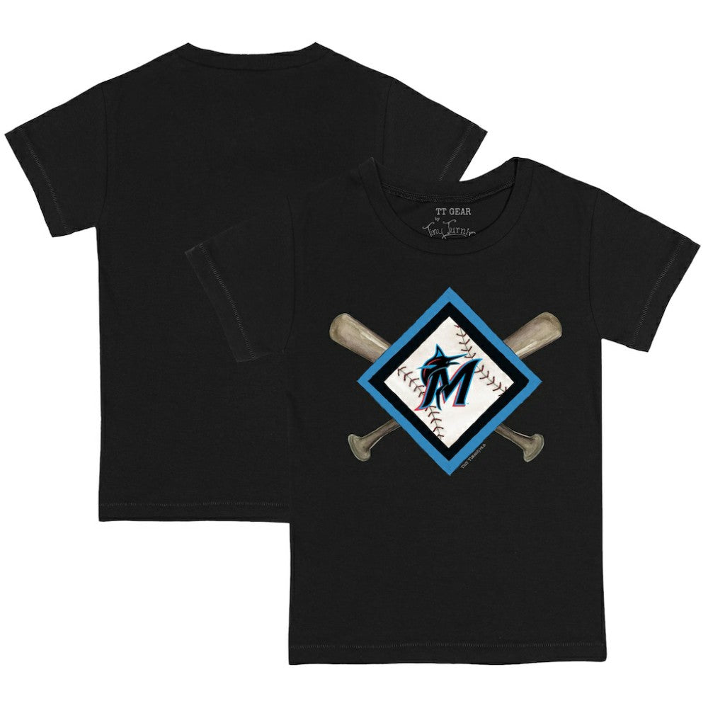 Miami Marlins Tiny Turnip Youth Diamond Cross Bats T-Shirt | MLB Near me