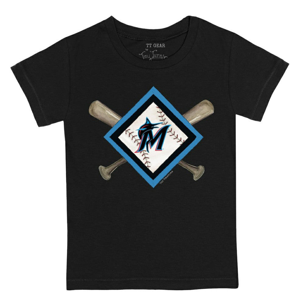 Miami Marlins Tiny Turnip Youth Diamond Cross Bats T-Shirt | MLB Near me