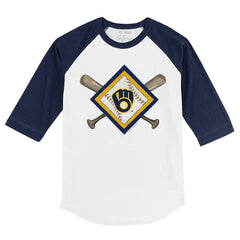 Milwaukee Brewers Tiny Turnip Youth Diamond Cross Bats 3/4-Sleeve Raglan T-Shirt | MLB Shop
