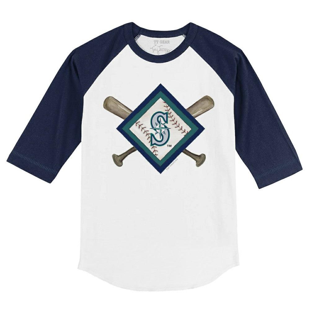 Seattle Mariners Tiny Turnip Youth Diamond Cross Bats 3/4-Sleeve Raglan T-Shirt | MLB Outlet