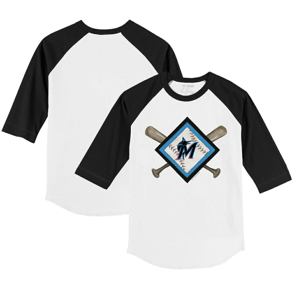 Miami Marlins Tiny Turnip Youth Diamond Cross Bats 3/4-Sleeve Raglan T-Shirt | MLB Near me