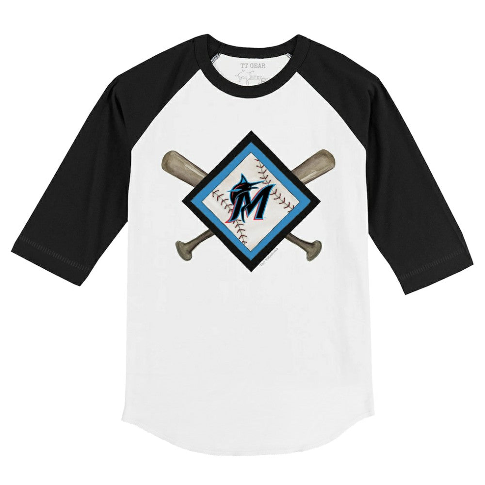 Miami Marlins Tiny Turnip Youth Diamond Cross Bats 3/4-Sleeve Raglan T-Shirt | MLB Near me