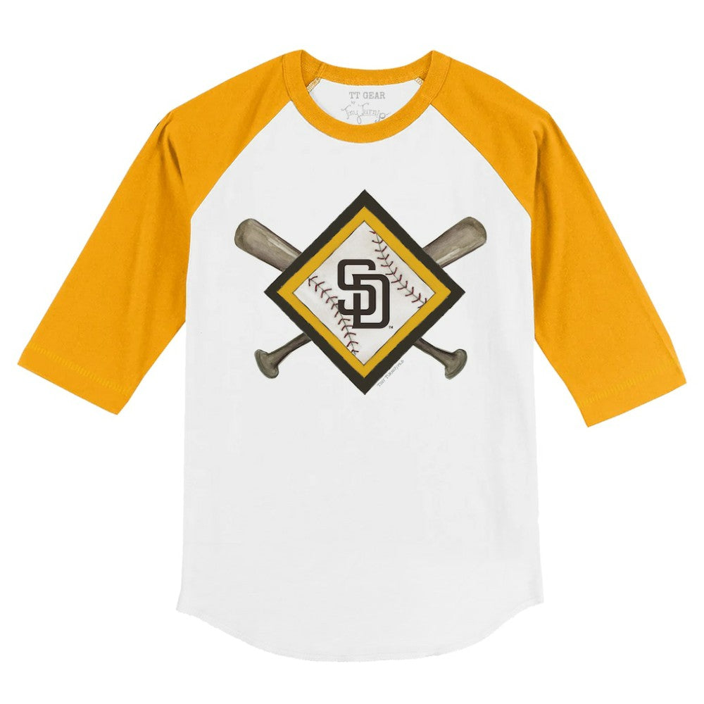 San Diego Padres Tiny Turnip Youth Diamond Cross Bats 3/4-Sleeve Raglan T-Shirt | MLB Sale