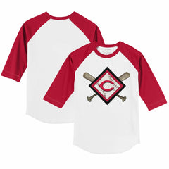 Cincinnati Reds Tiny Turnip Youth Diamond Cross Bats 3/4-Sleeve Raglan T-Shirt | MLB For sale