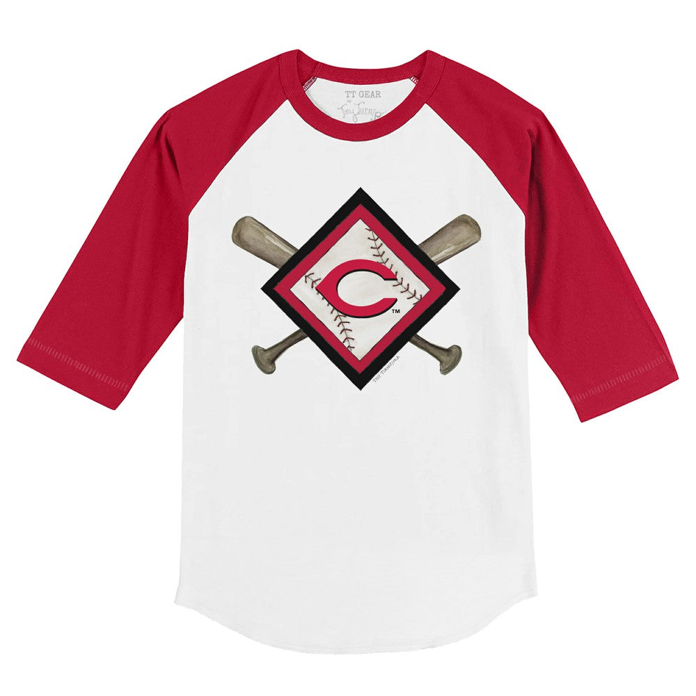 Cincinnati Reds Tiny Turnip Youth Diamond Cross Bats 3/4-Sleeve Raglan T-Shirt | MLB For sale