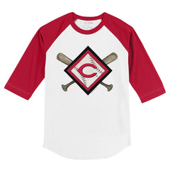 Cincinnati Reds Tiny Turnip Youth Diamond Cross Bats 3/4-Sleeve Raglan T-Shirt | MLB For sale