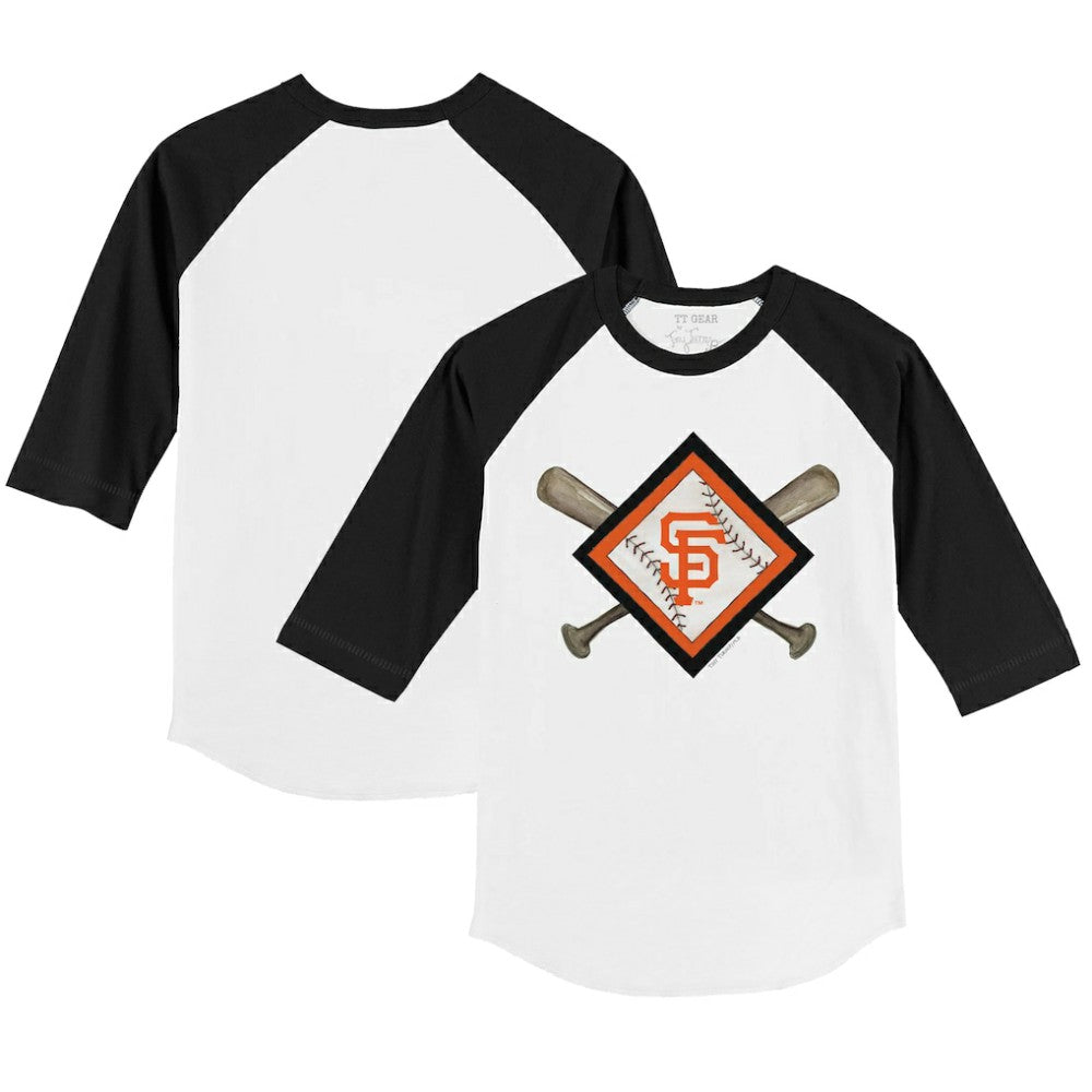 San Francisco Giants Tiny Turnip Youth Diamond Cross Bats 3/4-Sleeve Raglan T-Shirt | MLB New
