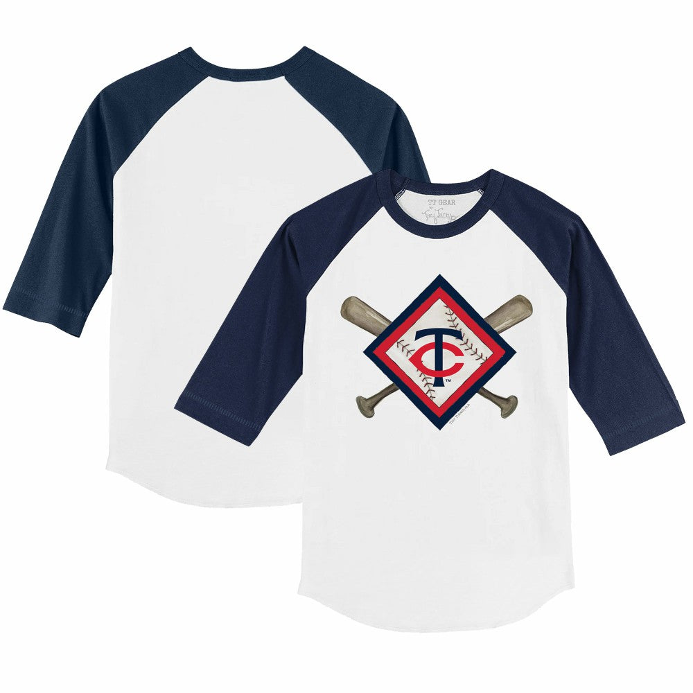 Minnesota Twins Tiny Turnip Youth Diamond Cross Bats 3/4-Sleeve Raglan T-Shirt | MLB Outlet
