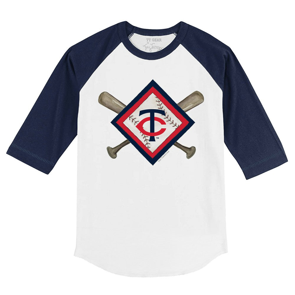 Minnesota Twins Tiny Turnip Youth Diamond Cross Bats 3/4-Sleeve Raglan T-Shirt | MLB Outlet