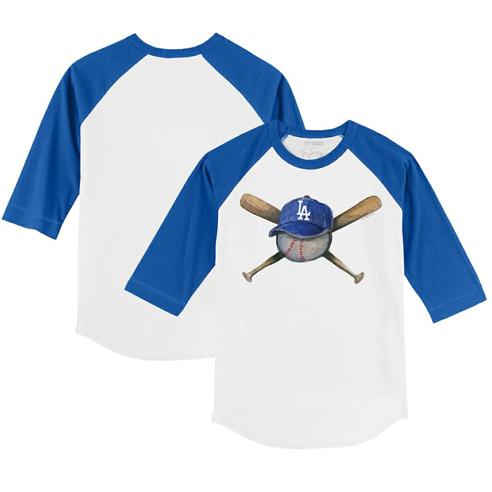 Los Angeles Dodgers Tiny Turnip Youth Hat Crossbats 3/4-Sleeve Raglan T-Shirt | MLB New