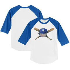 Los Angeles Dodgers Tiny Turnip Youth Hat Crossbats 3/4-Sleeve Raglan T-Shirt | MLB New