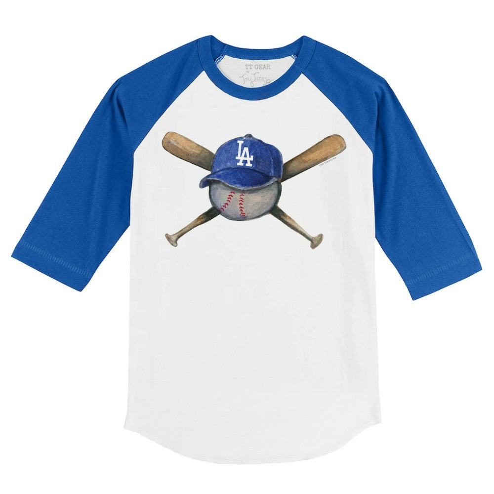 Los Angeles Dodgers Tiny Turnip Youth Hat Crossbats 3/4-Sleeve Raglan T-Shirt | MLB New