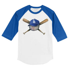 Los Angeles Dodgers Tiny Turnip Youth Hat Crossbats 3/4-Sleeve Raglan T-Shirt | MLB New