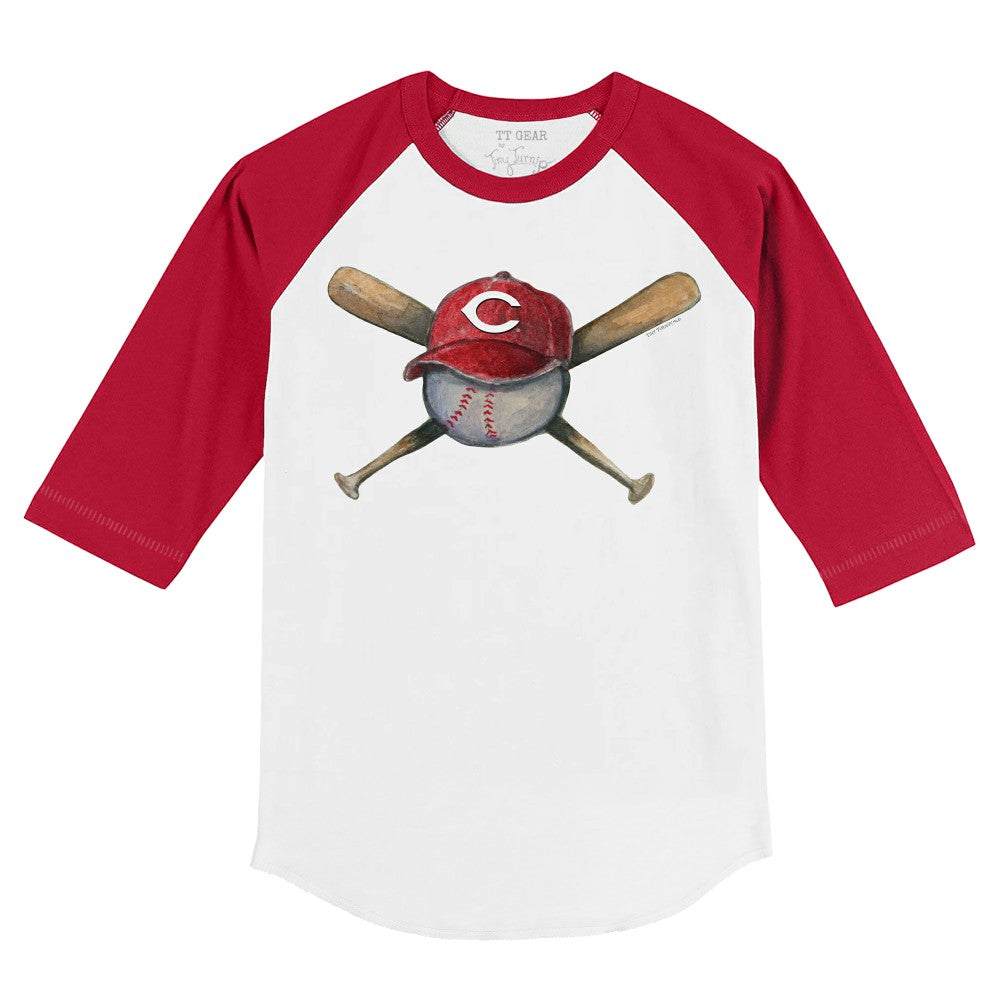 Cincinnati Reds Tiny Turnip Youth Hat Crossbats 3/4-Sleeve Raglan T-Shirt | MLB US
