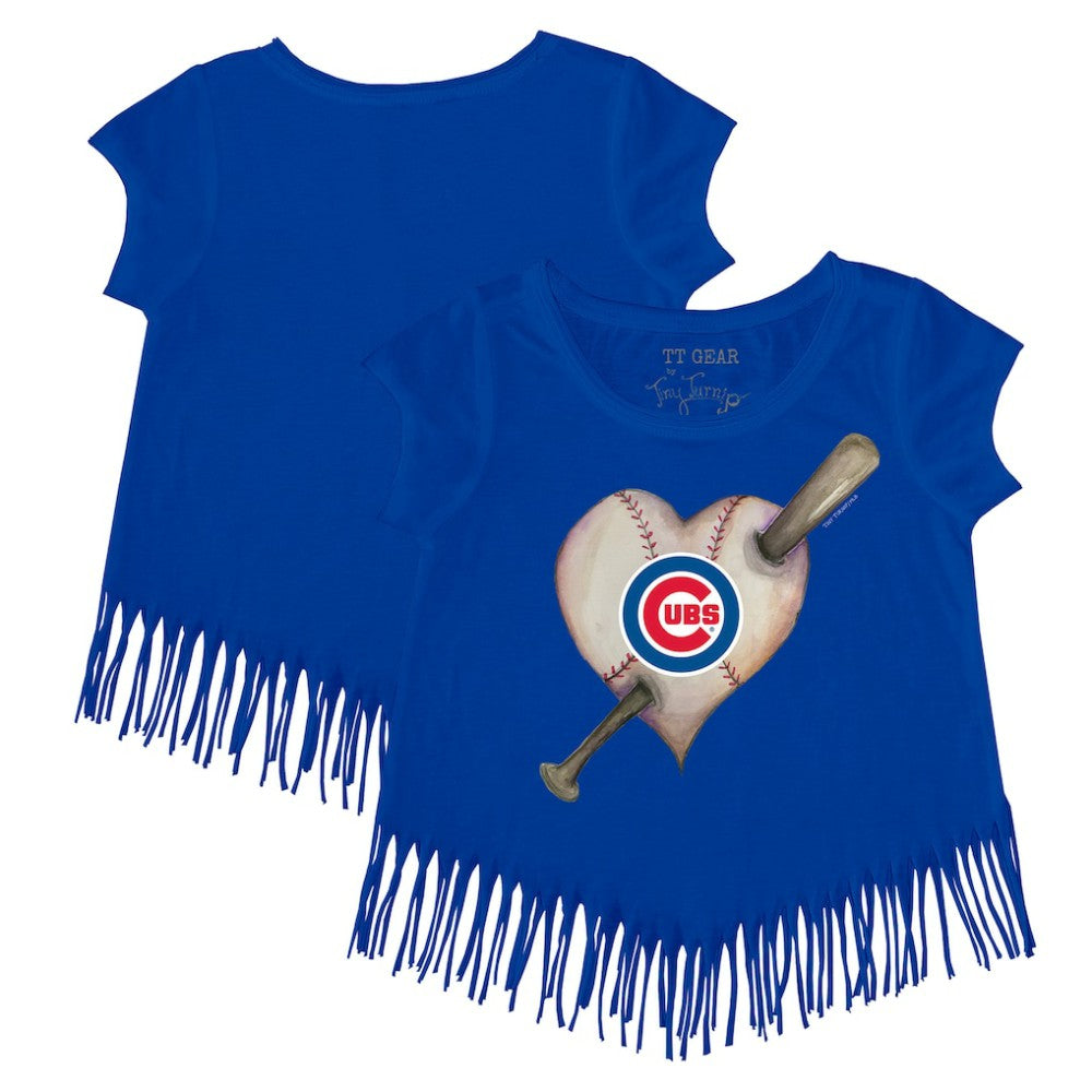 Chicago Cubs Tiny Turnip Girls Youth Heart Bat Fringe T-Shirt | MLB Online