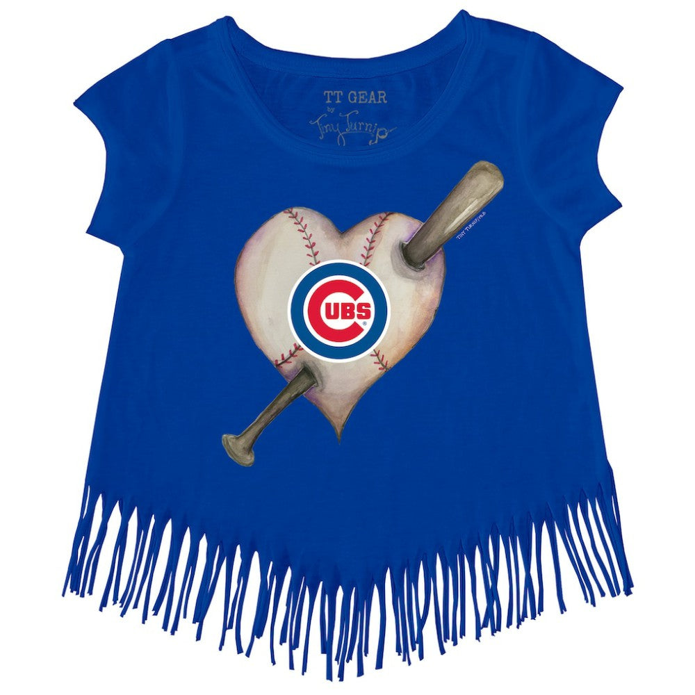 Chicago Cubs Tiny Turnip Girls Youth Heart Bat Fringe T-Shirt | MLB Online