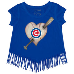 Chicago Cubs Tiny Turnip Girls Youth Heart Bat Fringe T-Shirt | MLB Online