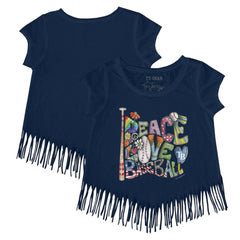 Tampa Bay Rays Tiny Turnip Girls Youth Peace Love Baseball Fringe T-Shirt | MLB Shop
