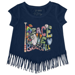 Tampa Bay Rays Tiny Turnip Girls Youth Peace Love Baseball Fringe T-Shirt | MLB Shop