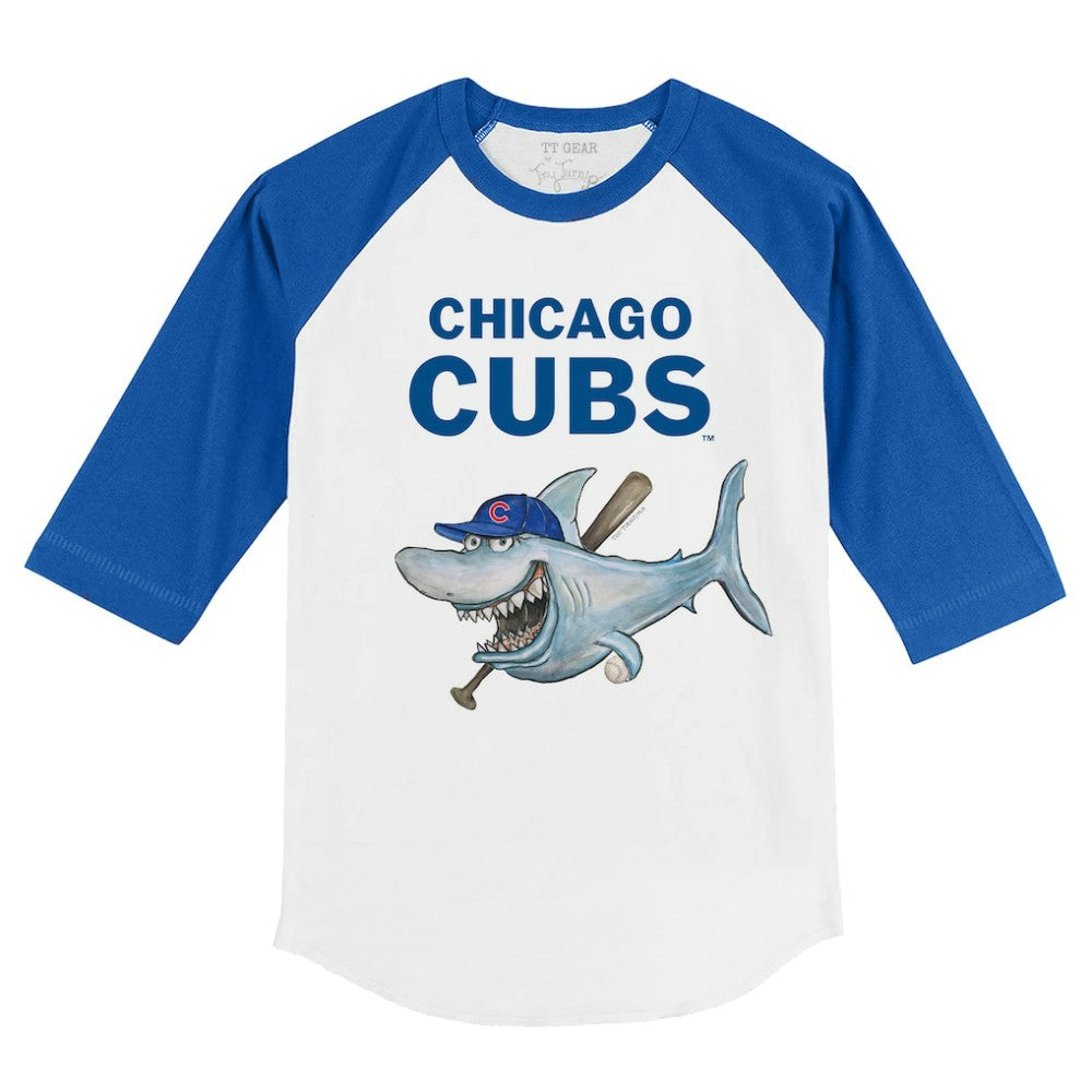 Chicago Cubs Tiny Turnip Youth Shark 3/4-Sleeve Raglan T-Shirt | MLB Outlet