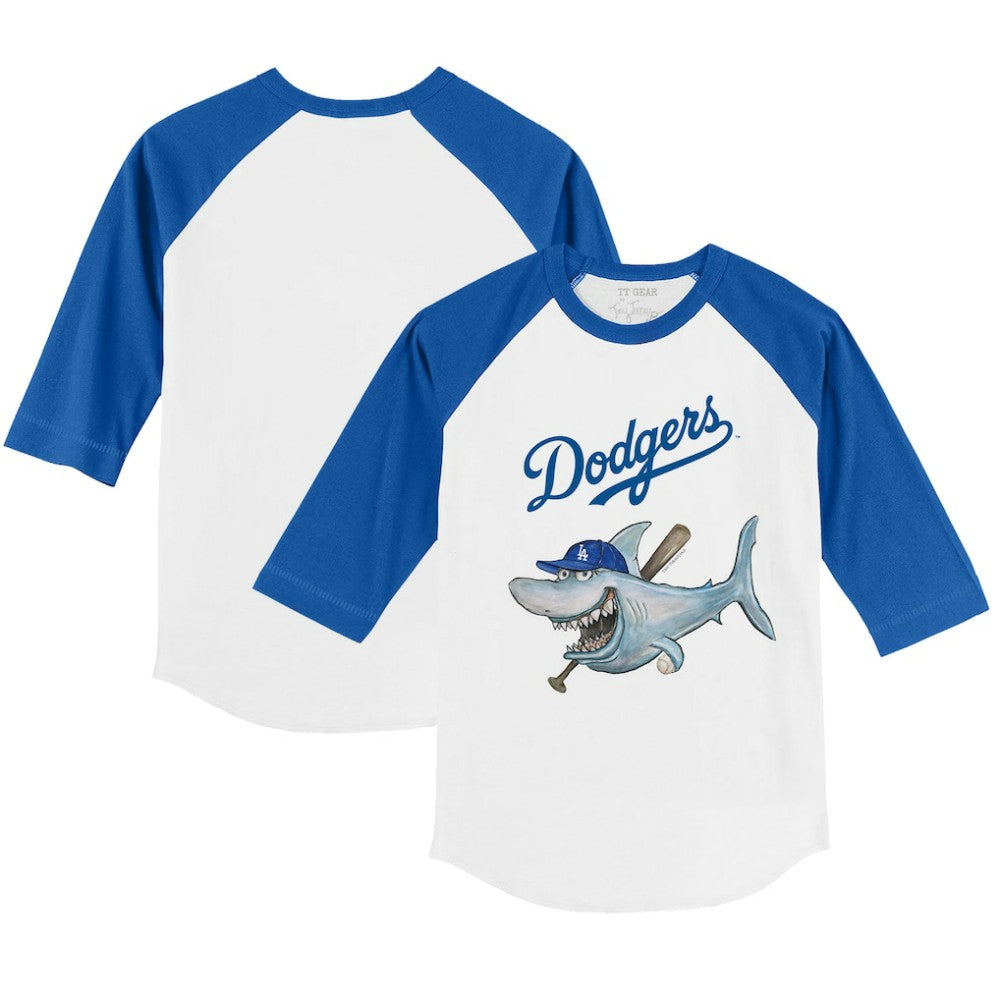 Los Angeles Dodgers Tiny Turnip Youth Shark 3/4-Sleeve Raglan T-Shirt | MLB US